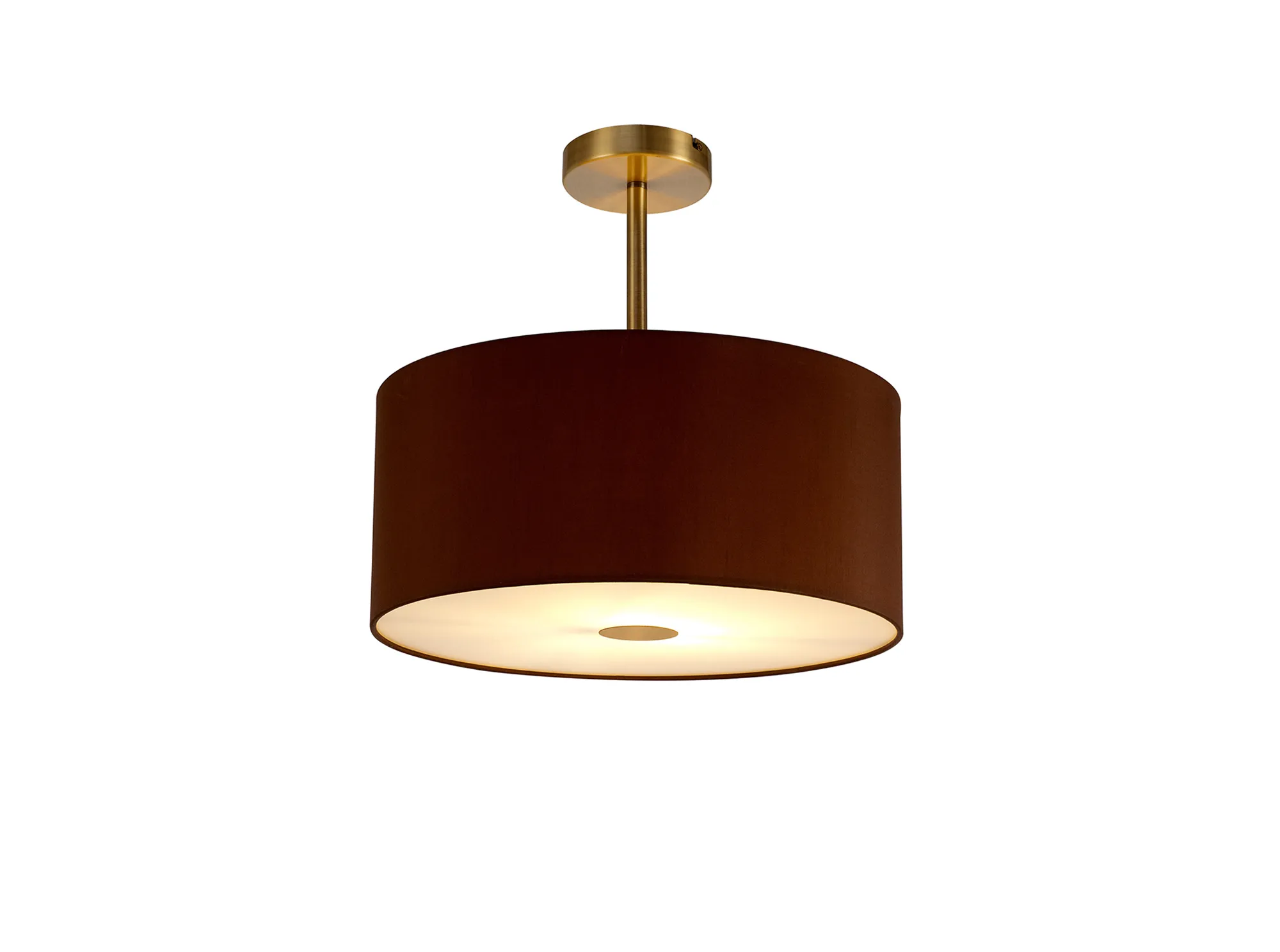 DK0178  Baymont 40cm Semi Flush 1 Light Antique Brass, Raw Cocoa/Grecian Bronze, Frosted Diffuser